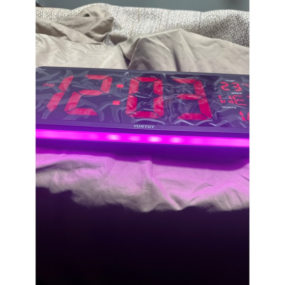Large Digital LED Clock Red Display Temperature Date Week Time Multi Color Base - Picture 11 of 15